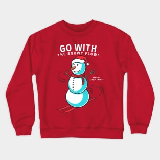 Go With the Snowy Flow This Christmas Skiing Snowman Crewneck Sweatshirt